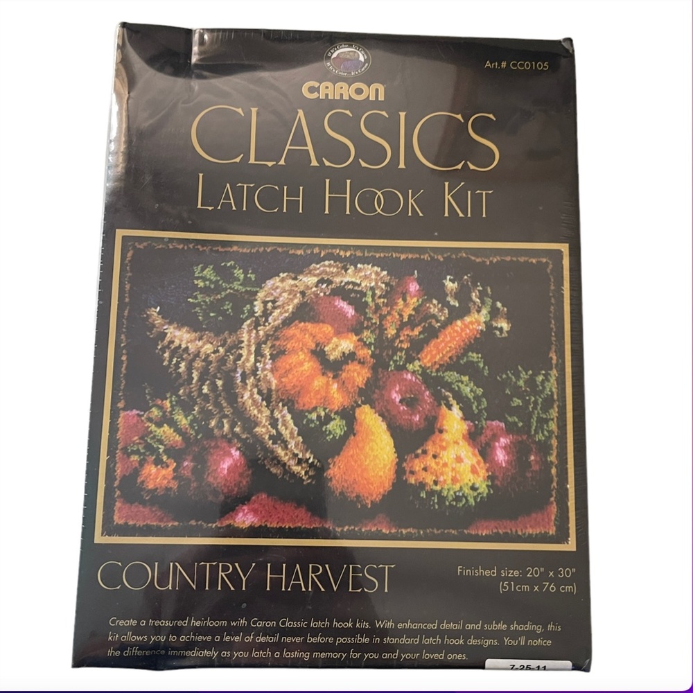 Caron Classics Latch Hook Kit 20 X 30 Brand New Art# CC0105 Country Harvest 